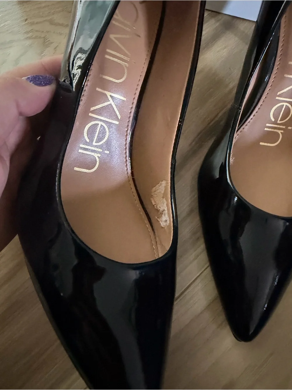 Calvin Klein Gayle Black Patent Pointed-Toe Pumps 8